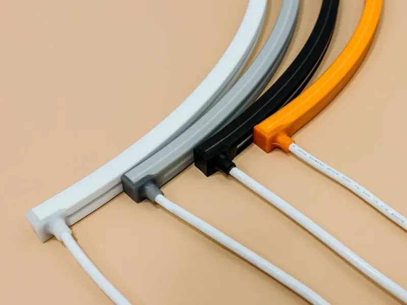 LED neon flex with white black and orange camouflage shells and end caps
