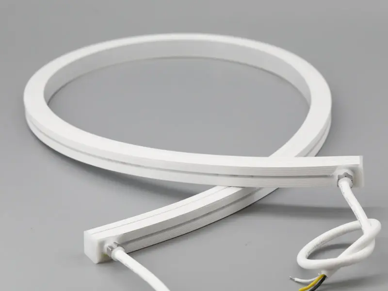 Unlit top-bend LED neon flex coiled to show its dome light surface