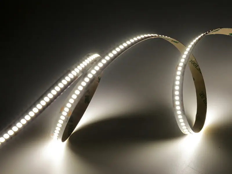 High-density 2835 SMD LED strip with 240 chips per meter glowing cool white