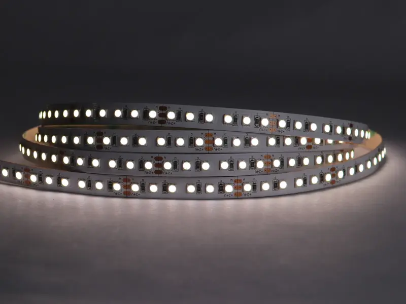 3838 SMD LED strip with dual-white CCT chips in dense rows on a slim PCB