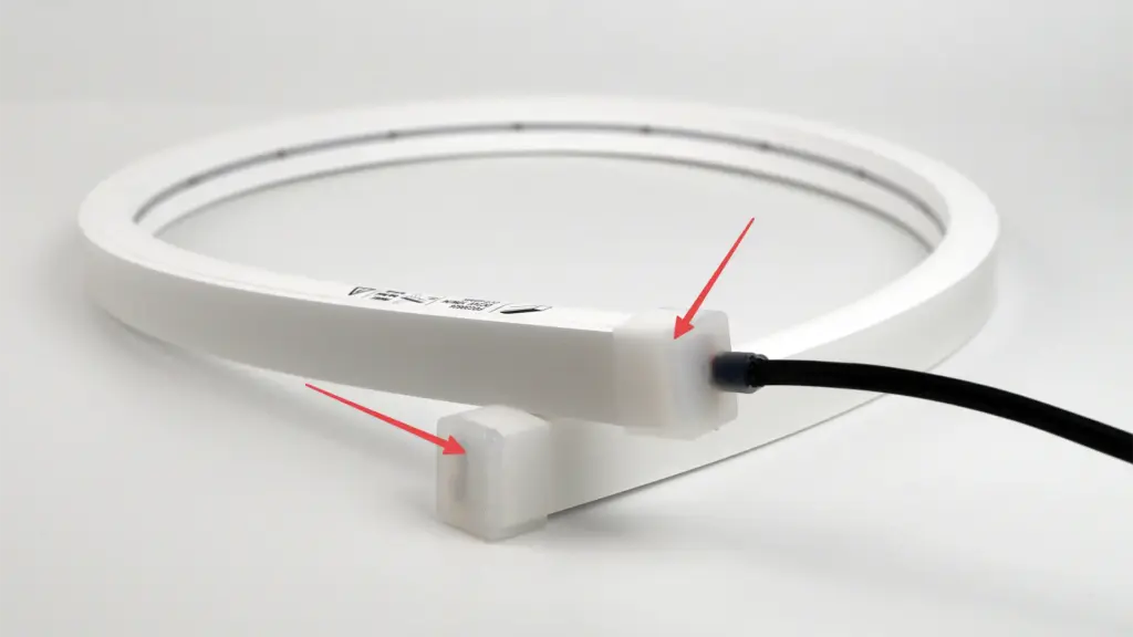 Single piece of LED neon flex with sealed end caps and connector.
