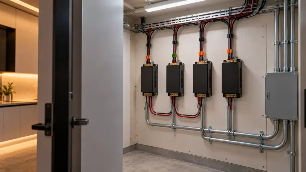 Remote LED drivers in a ventilated electrical closet for under-cabinet strip zones
